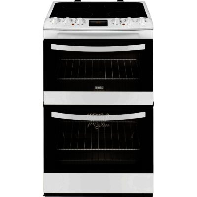 Zanussi ZCV48300WA 55cm Electric Ceramic Double Oven Cooker in White Zanussi ZCV48300WA 55cm Electric Ceramic Double Oven Cooker in White